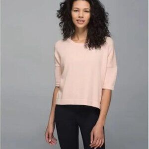 LULULEMON Bhakti Reality Short Sleeve Cotton Sweater in Butter Pink No Size Tag